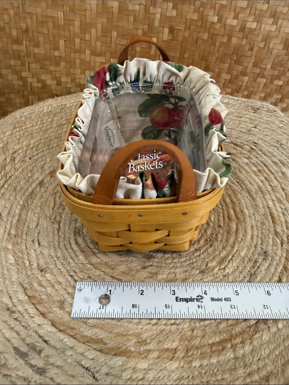 Longaberger 2002 Tea Basket Set with Liner Protector and Authentication Card